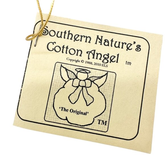 Southern Natures Cotton Angel Ornament Handcrafted w Blue Ribbon Christmas - Picture 4 of 6